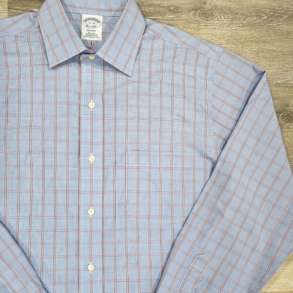 Brooks Brothers Regent Blue Check Dress Shirt 15-33 Supima Cotton - Picture 4 of 7